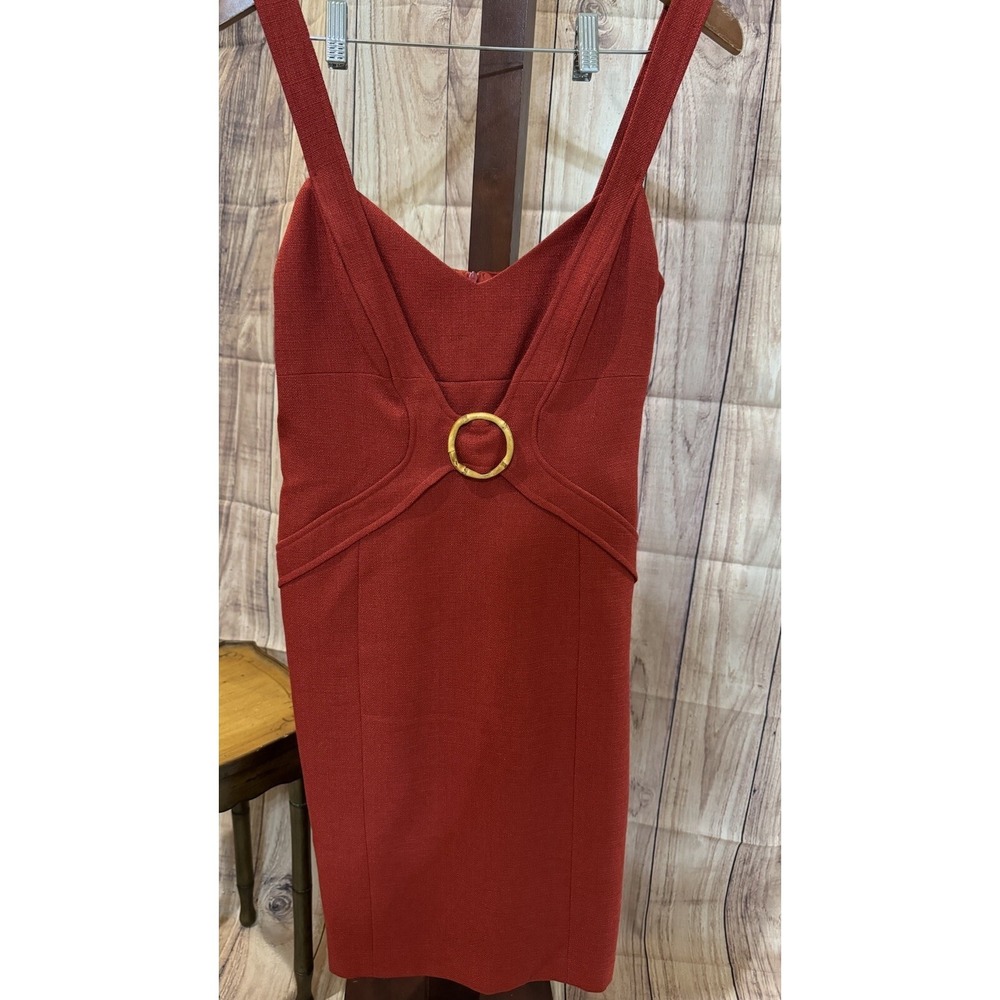 David Meister Classic Sleeveless Red Linen Holiday Dress Size 12